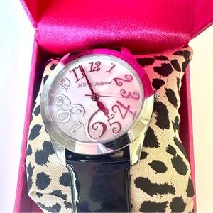 BETSEY JOHNSON Black Patent Leather Watch with Mother of Pearl Watch Fave NWT!